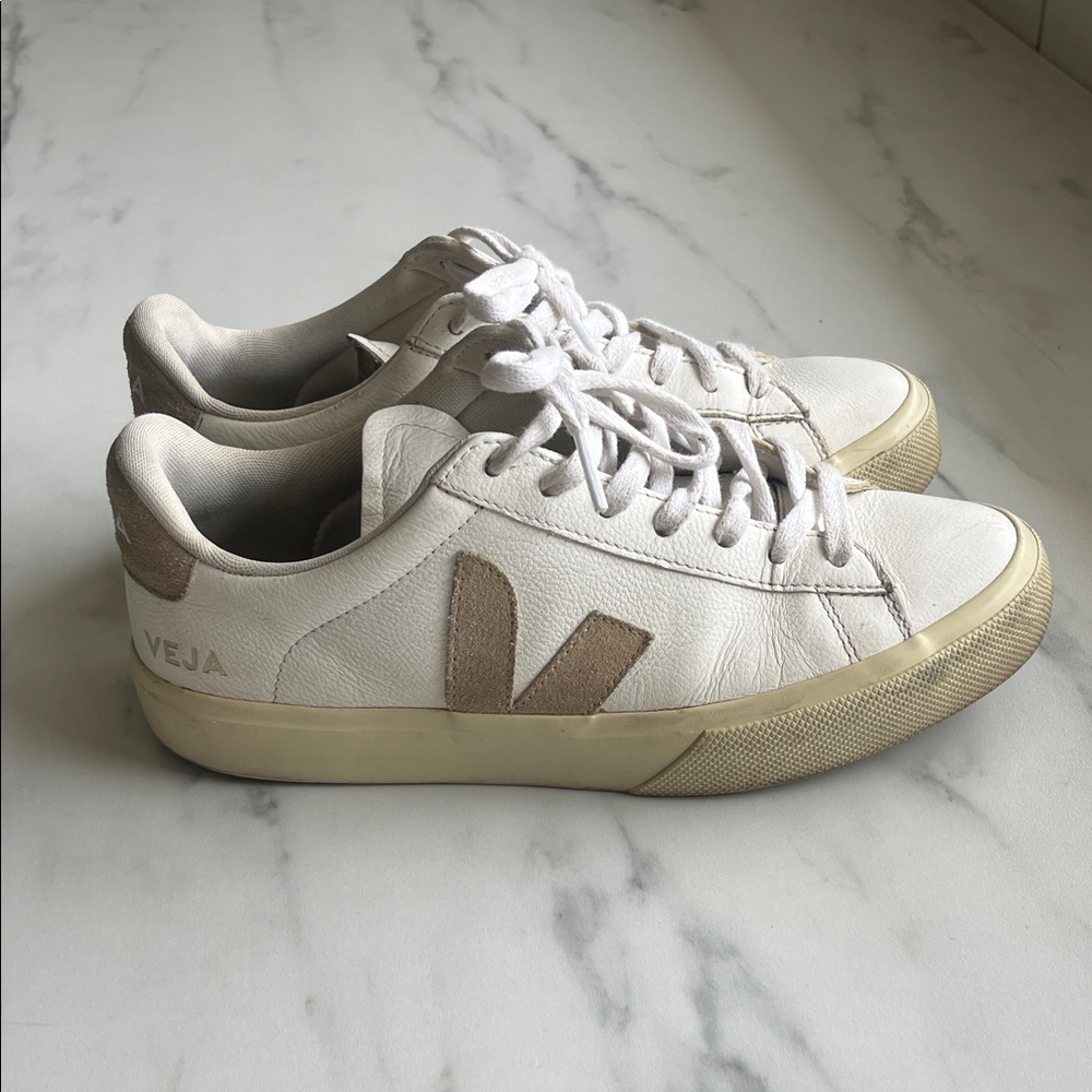 Veja Cream and Brown Casual Sneakers